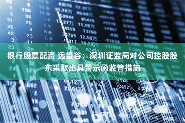 银行股票配资 远望谷：深圳证监局对公司控股股东采取出具警示函监管措施